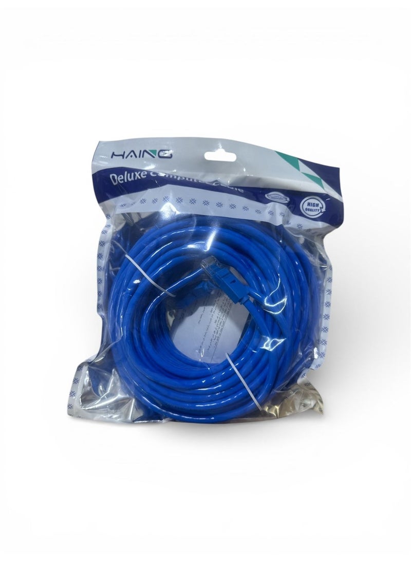 Haing cat6 network cable, 15 meters long, blue with high quality with a high data transfer speed - Image 2